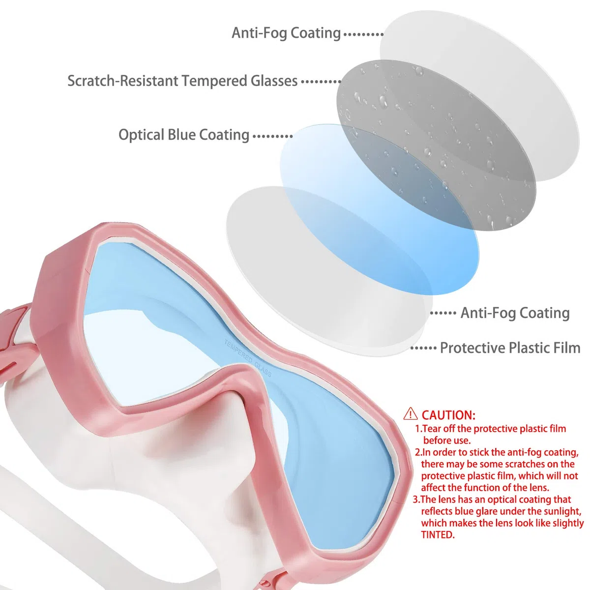 Gafas Buceo, Mascara Snorkel con Visión Panorámica Antivaho y Tubo Seco Antifugas, Equipo para Adultos y Jóvenes, Bolsa para Kit Incluida