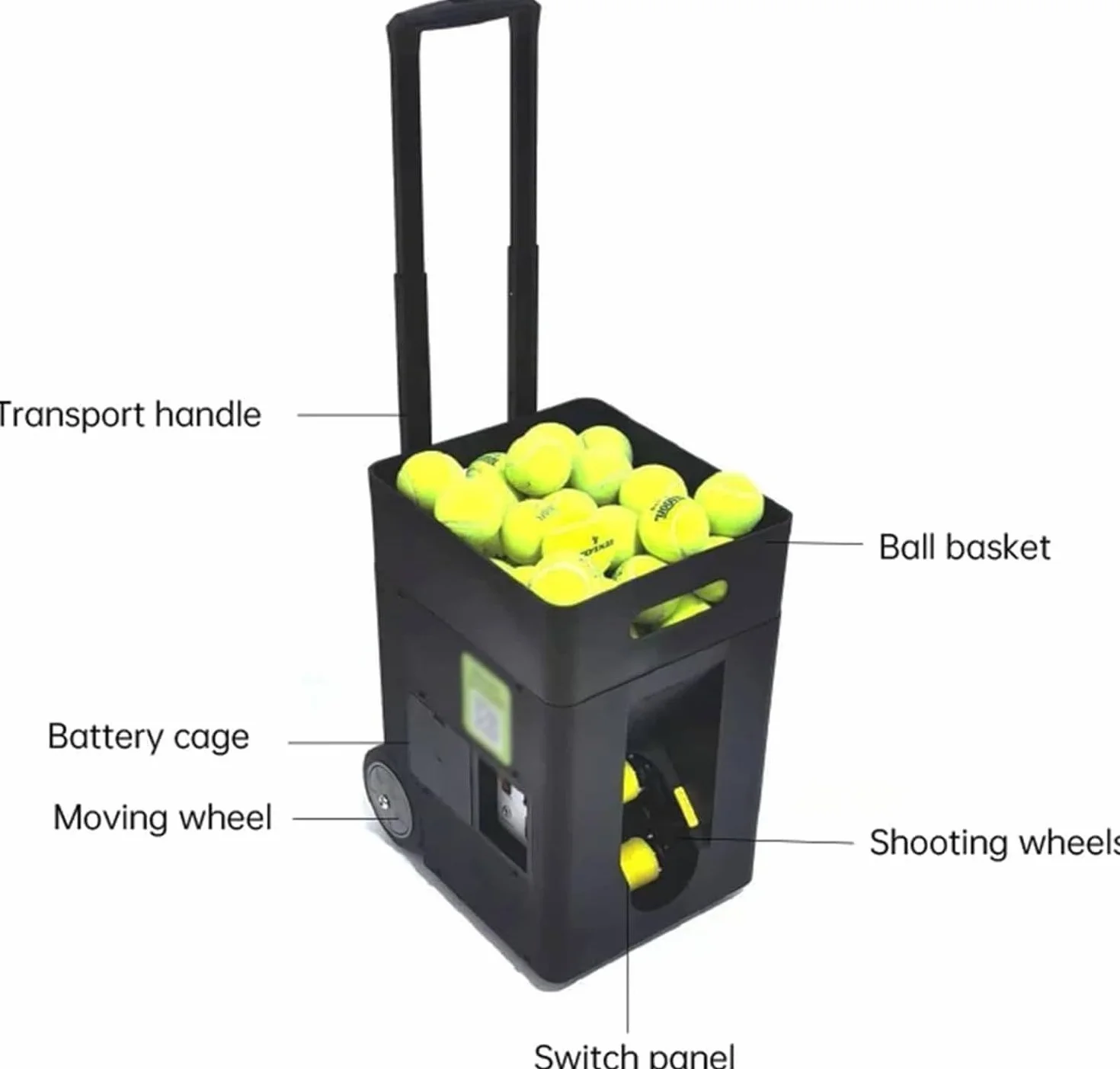 Lanzadora Pelotas Tenis Y Pádel,Lanzador Automático Pelotas Tenis,Alimentador Portátil Pelotas Tenis,Con Control Remoto,Velocidad Y Efecto Ajustables,Alta Capacidad,Funciona Con Pilas