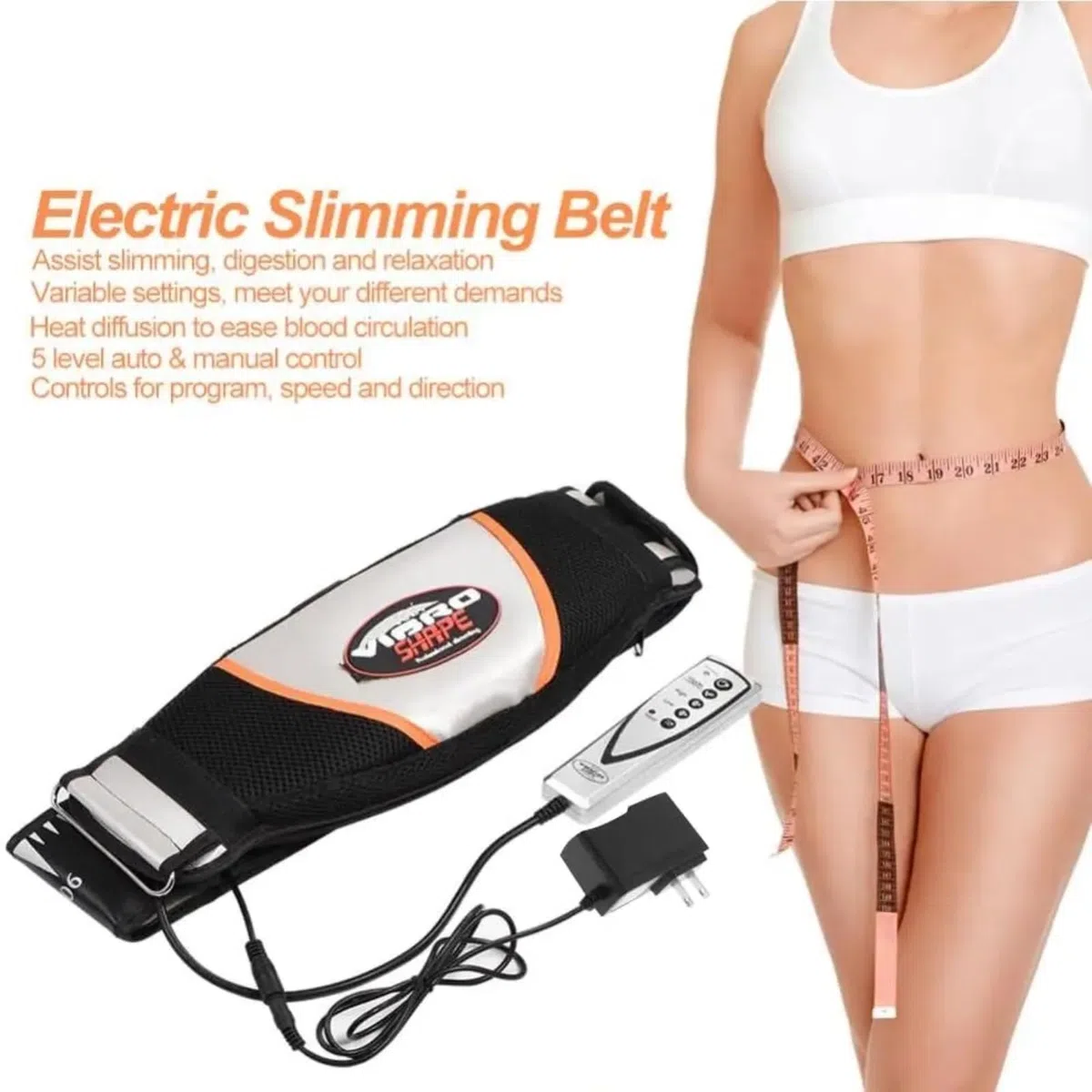Cinturón de Masaje y Adelgazamiento con 5-Modo Cinturón Ajustable de 120cm para Tonificar Abdominales con Calor,Entrenador Muscular para Quemar Grasa Abdominal,Equipo de Fitness para Casa/Oficina para