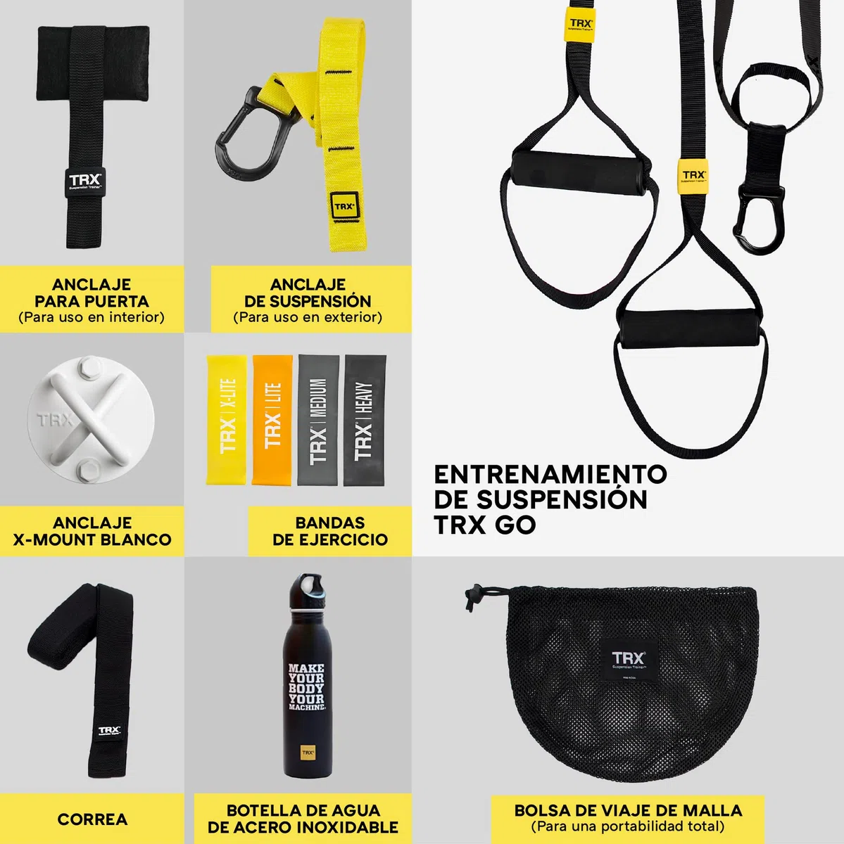 TRX GO Suspension Trainer and the Go Bundle - para el profesional enfocado en viajes o cualquier viaje de fitness, aplicación TRX Training Club