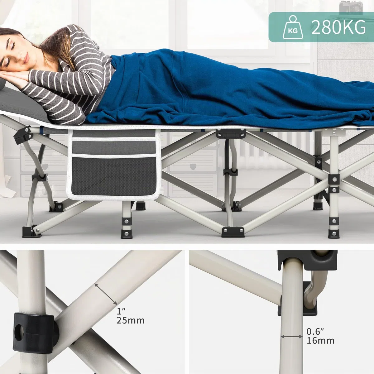 YITAHOME Cama de Camping Plegable para Adultos, Cama de Campamento portátil Extra Ancha de 28" para Trabajo Pesado, Cuna Cómoda para Dormir con Capacidad de 300 kg para Viajes/Oficina/Exterior