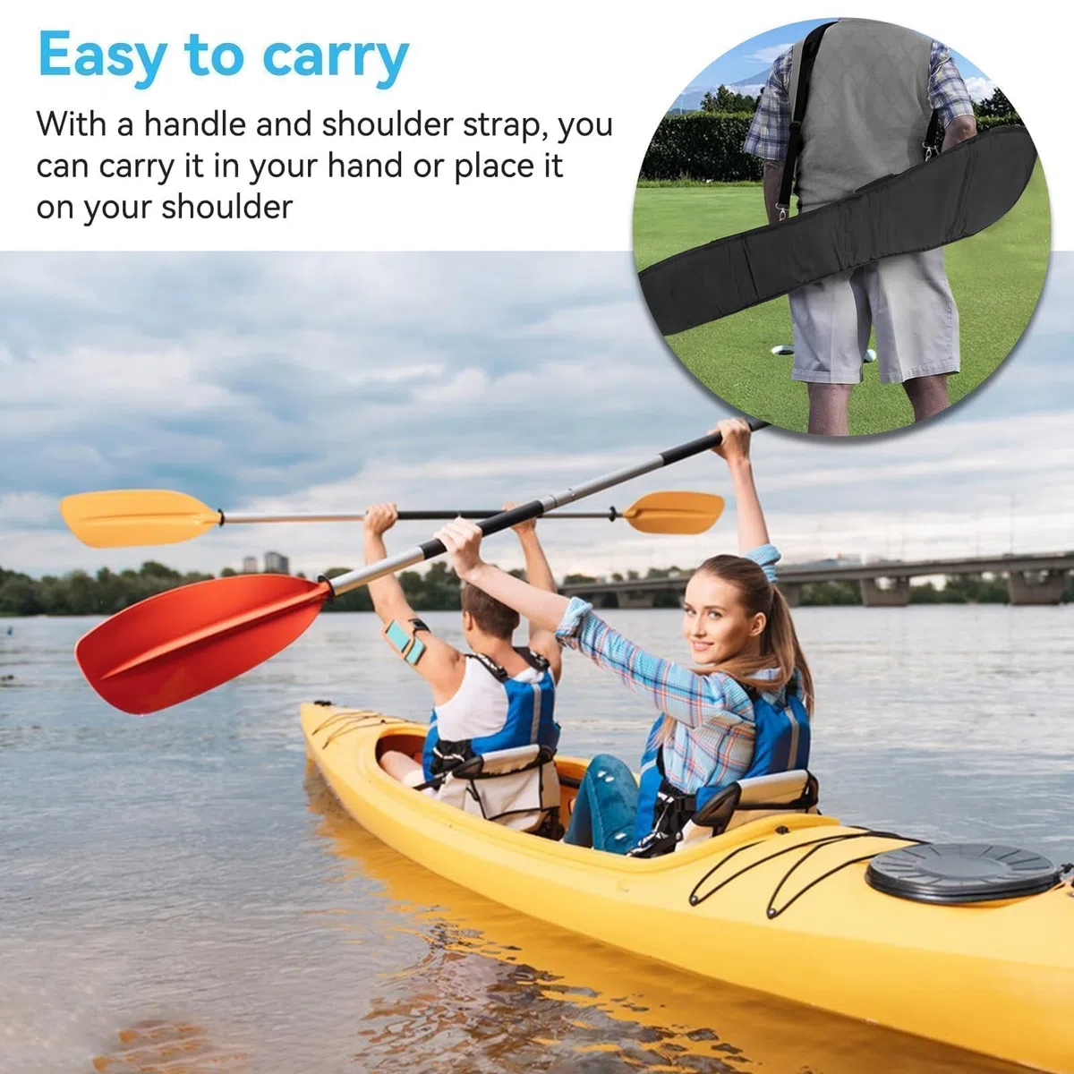 Bolsa De Transporte De Canoa Kayak, Bolsa De Almacenamiento De Remo De Barco Funda De Bolsa Para Transporte De Almacenamiento De Canotaje De Remos (Black)