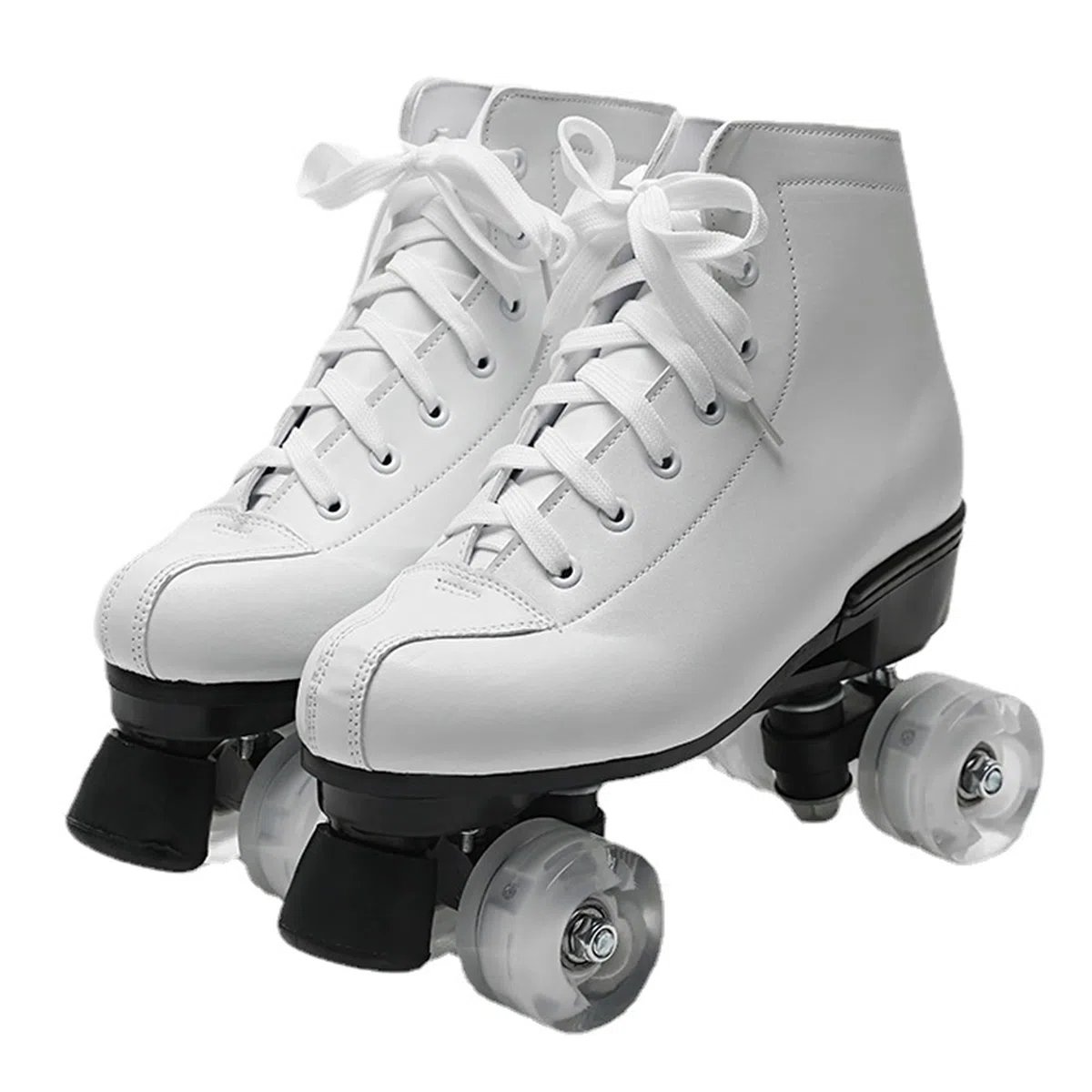 Patines de Ruedas para Hombres y Mujeres, Zapatos de Patines de Ruedas de Cuero PU, Botas de Rodillos de Doble Fila para Interiores y Exteriores