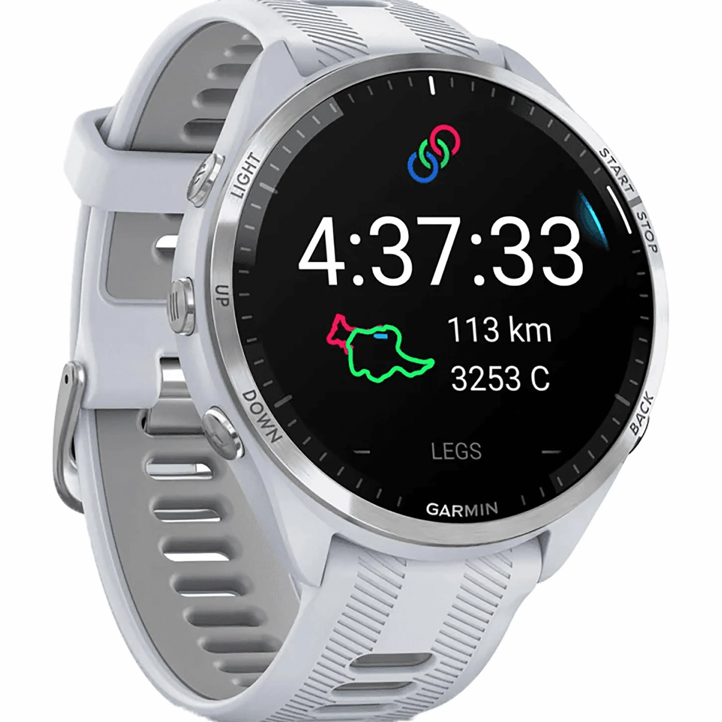 Garmin Forerunner 965 Reloj Inteligente de Cuarzo Unisex, Piedra Blanca/Gris Polvo