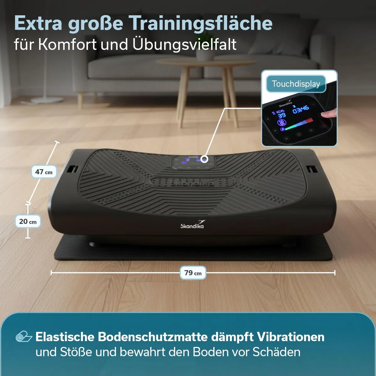 Skandika Plataforma vibratoria 4D V3000 Plus - Vibración oscilante hasta 40 Hz - hasta 150 kg | Tecnología Curved - Esterilla Protectora para el Suelo - Cintas de Entrenamiento