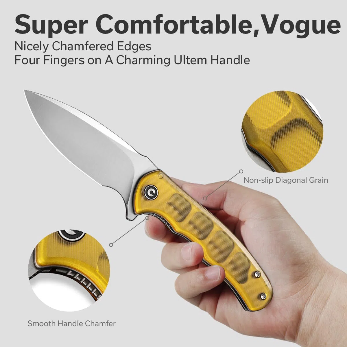 CIVIVI Mini Praxis Folding Pocket Knife with 7.56CM D2 Blade & Ultem Handle, DEC Knife for Outdoor Camping Hiking Gifts C18026C-4