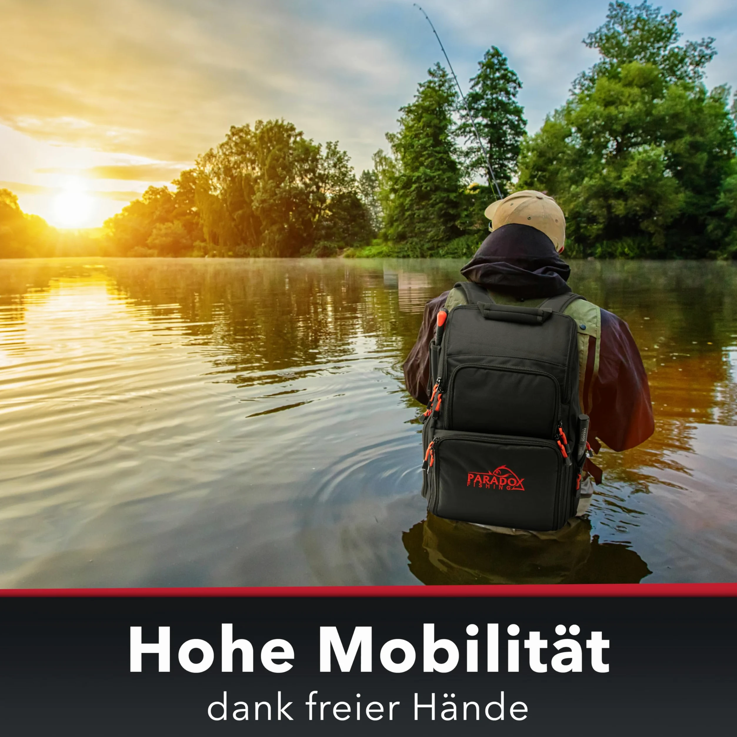 Paradox Fishing Mochila de pesca con cajas, incluye 4 cajas, maletín de pesca