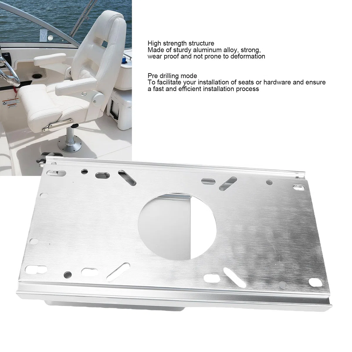 Yctze Tobogán para Silla de Barco de Aleación de Aluminio, Tobogán para Silla Marina, Control Deslizante para Asiento de Barco, Pista Deslizante para Asiento de Barco, Se Adapta a la