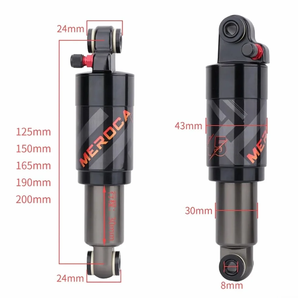 Amortiguador trasero de aire para bicicleta, accesorios de ciclismo de aleación scooter plegable amortiguador de bloqueo de 125/150/165/190/200 mm para - 165 mm