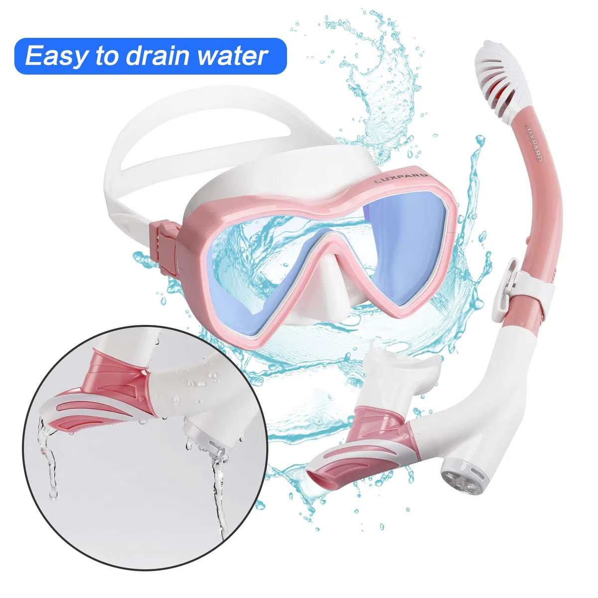 Gafas Buceo, Mascara Snorkel con Visión Panorámica Antivaho y Tubo Seco Antifugas, Equipo para Adultos y Jóvenes, Bolsa para Kit Incluida