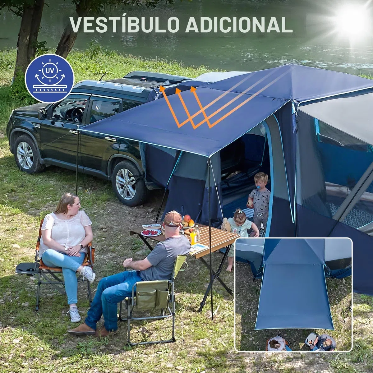 TIMBER RIDGE Tienda de campaña SUV para 5 a 9 personas con porche y toldo para acampar familiar, resistente a la intemperie y portátil, para furgoneta o coche, incluye bolsa de almacenamiento, 13 pies