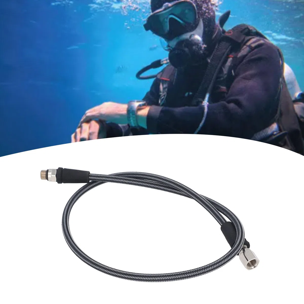 Keenso Manguera de Alta Presión para Buceo, Flexible, Segura, Tejida de Fibra de Carbono Profesional, Mide con Precisión la Alta Presión, Accesorio de Buceo Ideal