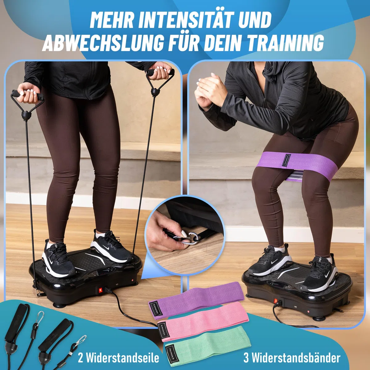 Plataforma vibratoria - Plataforma vibración Muscular - Vibration Plate - Plataforma vibración Adelgazar - Vibrating Plate con Sonido inalámbrico Bluetooh + Bandas elásticas , Manual y Toalla