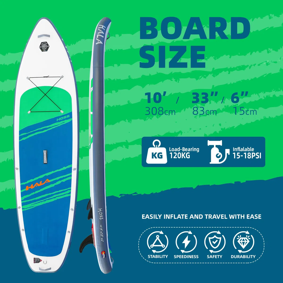 Hala 10.10' Tabla Paddle Surf Hinchable (Paleta Negra)