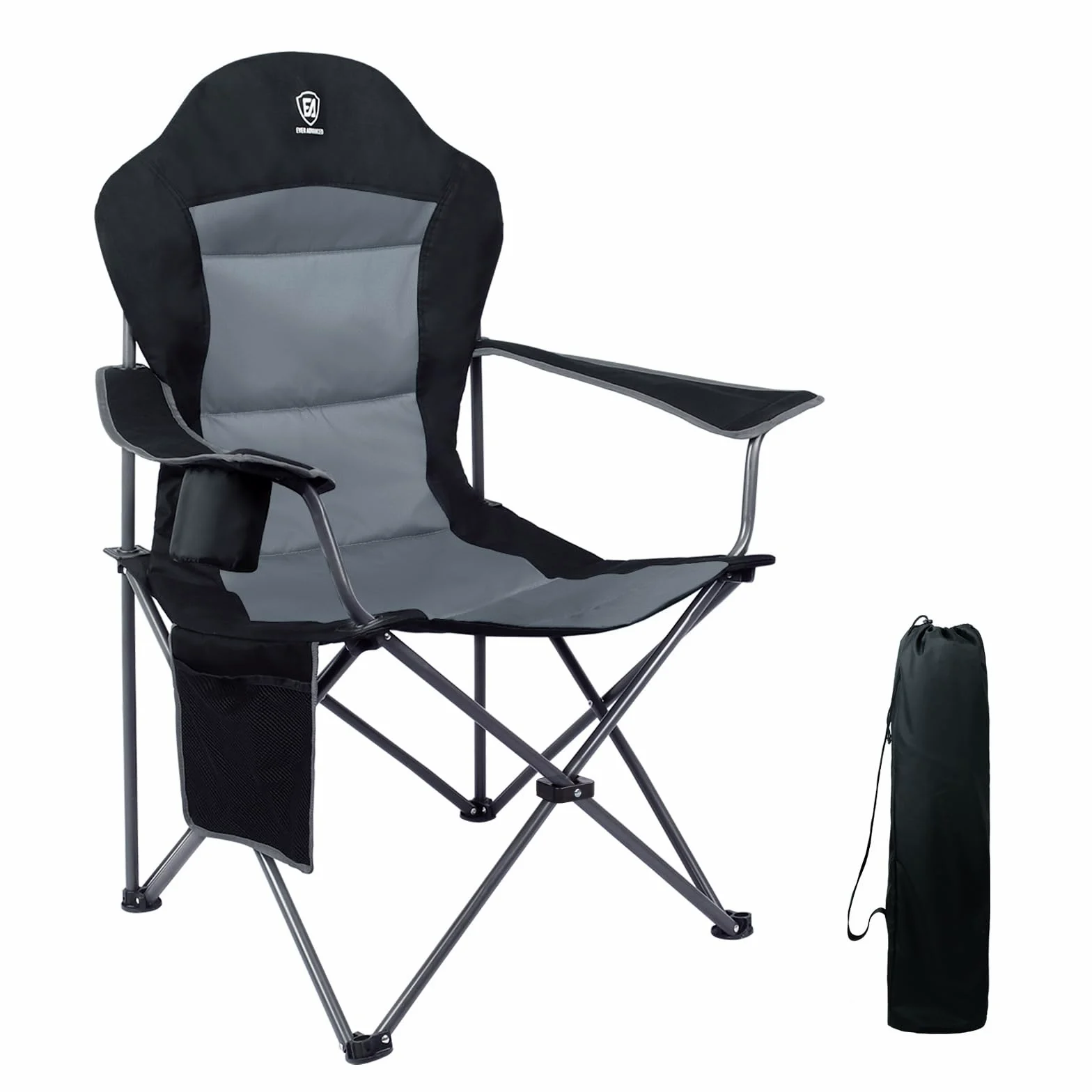 EVER ADVANCED Silla Camping 150kg Alta Silla Plegable Camping Acolchada Resistent Sillas Jardin Respaldo Silla Playa Plegabler Alto con Bolsillo y Portavasos Sillas Terraza Exterior Silla Director