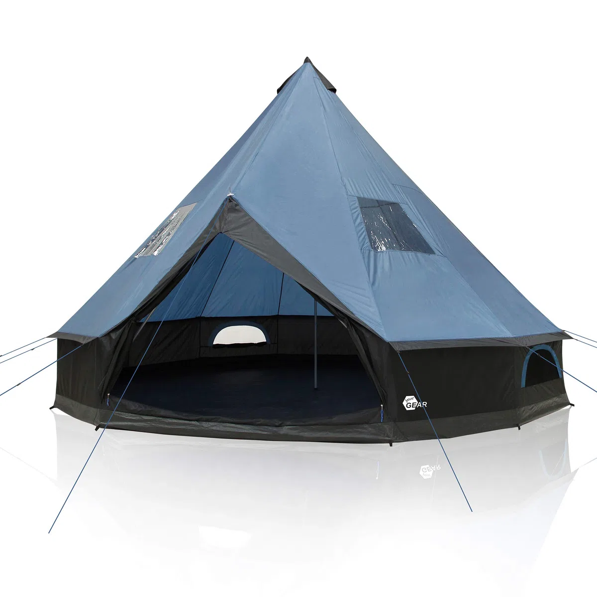 your GEAR Tienda de campaña Ravello Tipi en 2 tamaños para 4-8 personas, tienda familiar con 400 cm o 500 cm de diámetro, tienda de campaña con columna de agua de 5000 mm, protección UV 50+, suelo