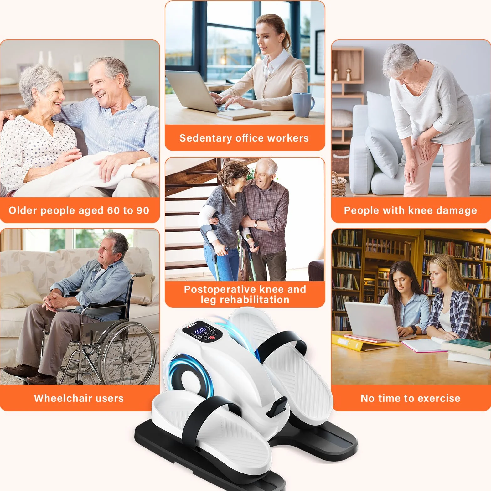TODO Mini Eliptica Electrica, Pedaleador Electrico, Pedales Estaticos Personas Mayores Maquina Andar Sentado Bicicleta Eliptica Fitness para Casa para Ancianos