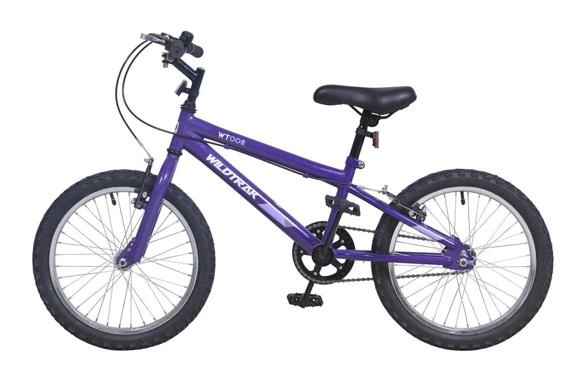 Wildtrak - Bicicleta de 18 pulgadas para niños de 6 a 8 años con frenos ajustables - Morada