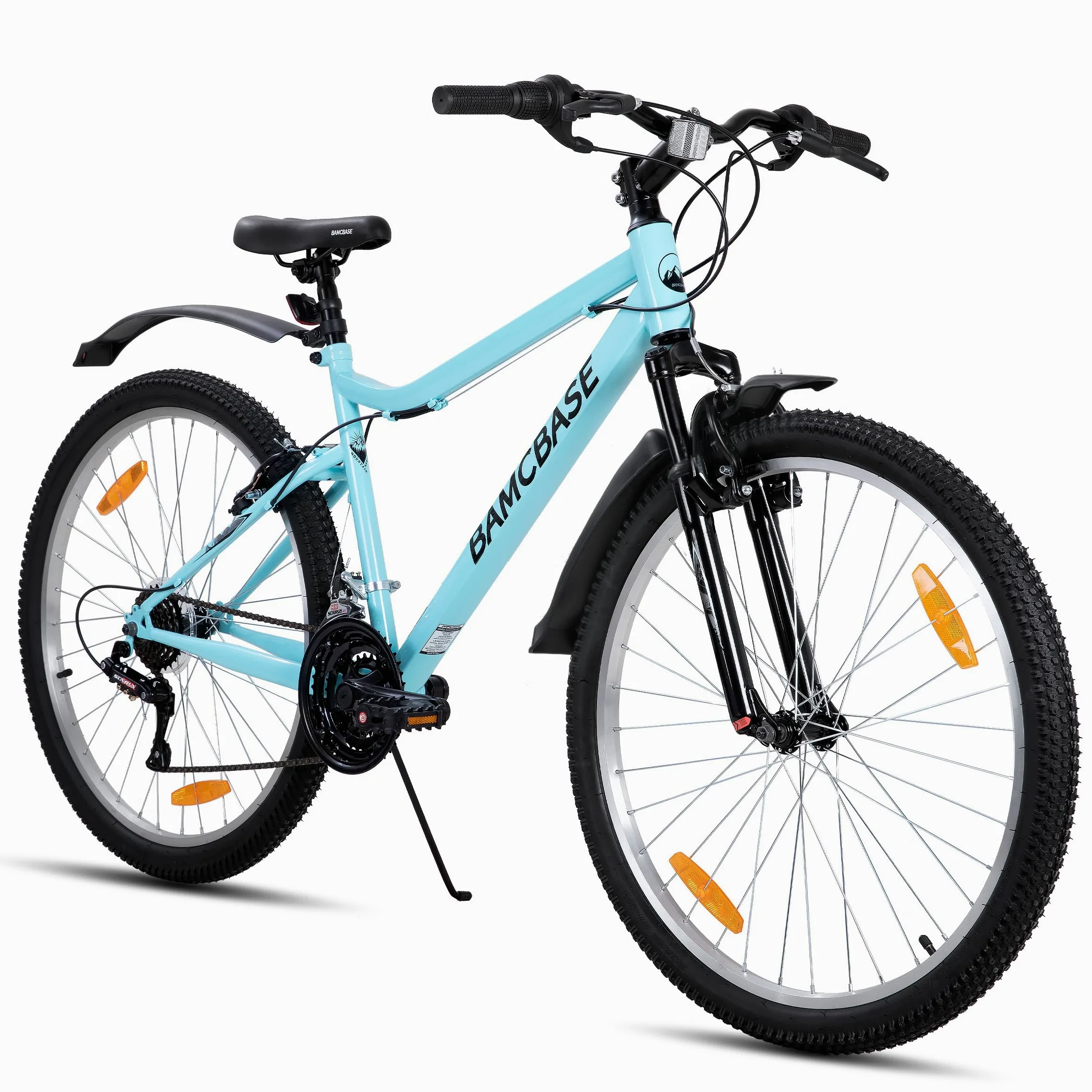 Hiland Bicicleta de Montaña Mujer 26", 18 Velocidades, Resistente, Cuadro de Acero al Carbono, Ciudad y Ocio, Frenos en V, Confortable - Color: Azul Claro/Morado/Blanco