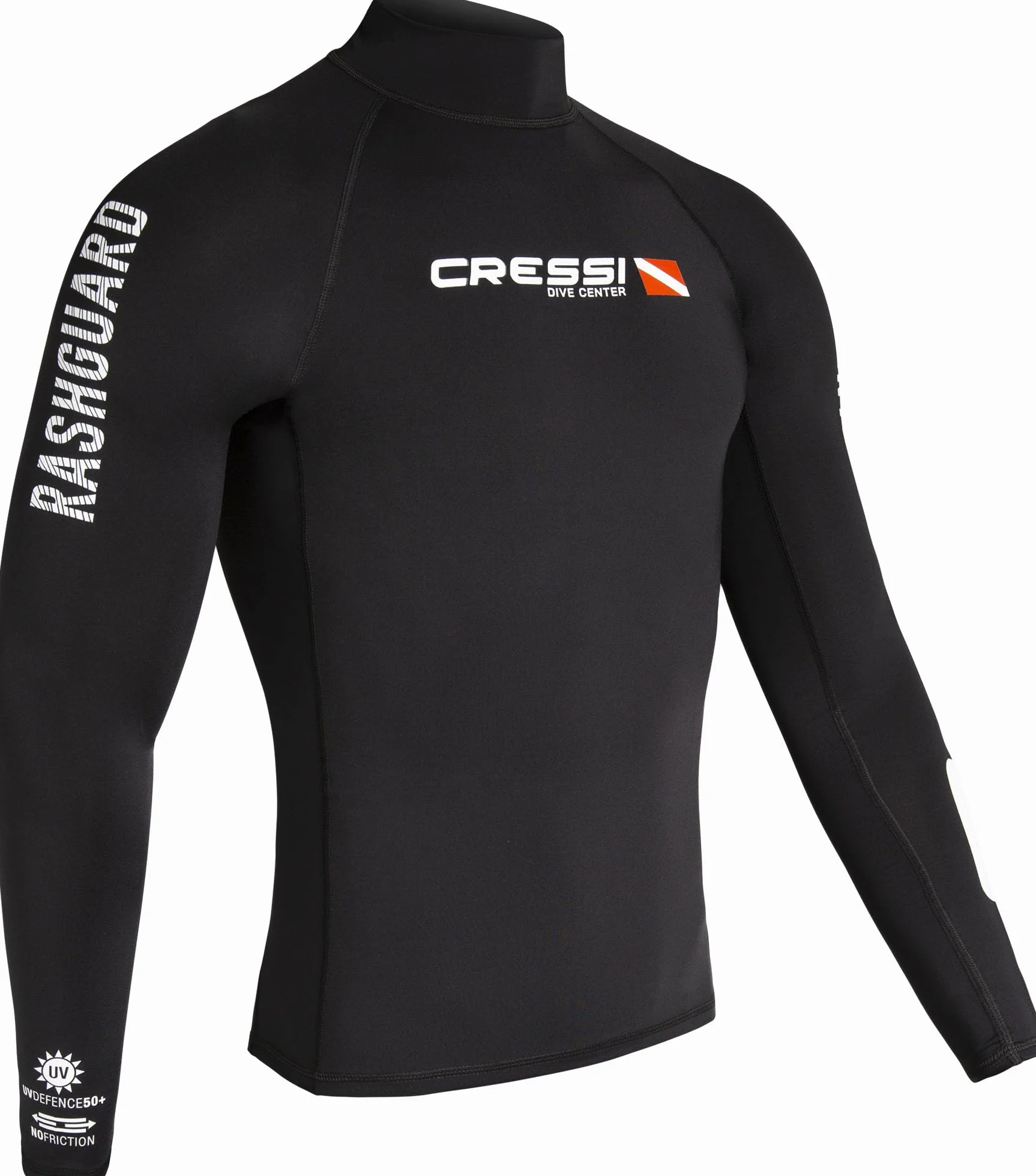 Cressi Rash Guard Man Black Dive Center, Camiseta Elaborada en Tejido Elástico de Primera Calidad con Filtro de Protección UV UPF 30+, Disponible en Manga Corta y Manga Larga Hombre