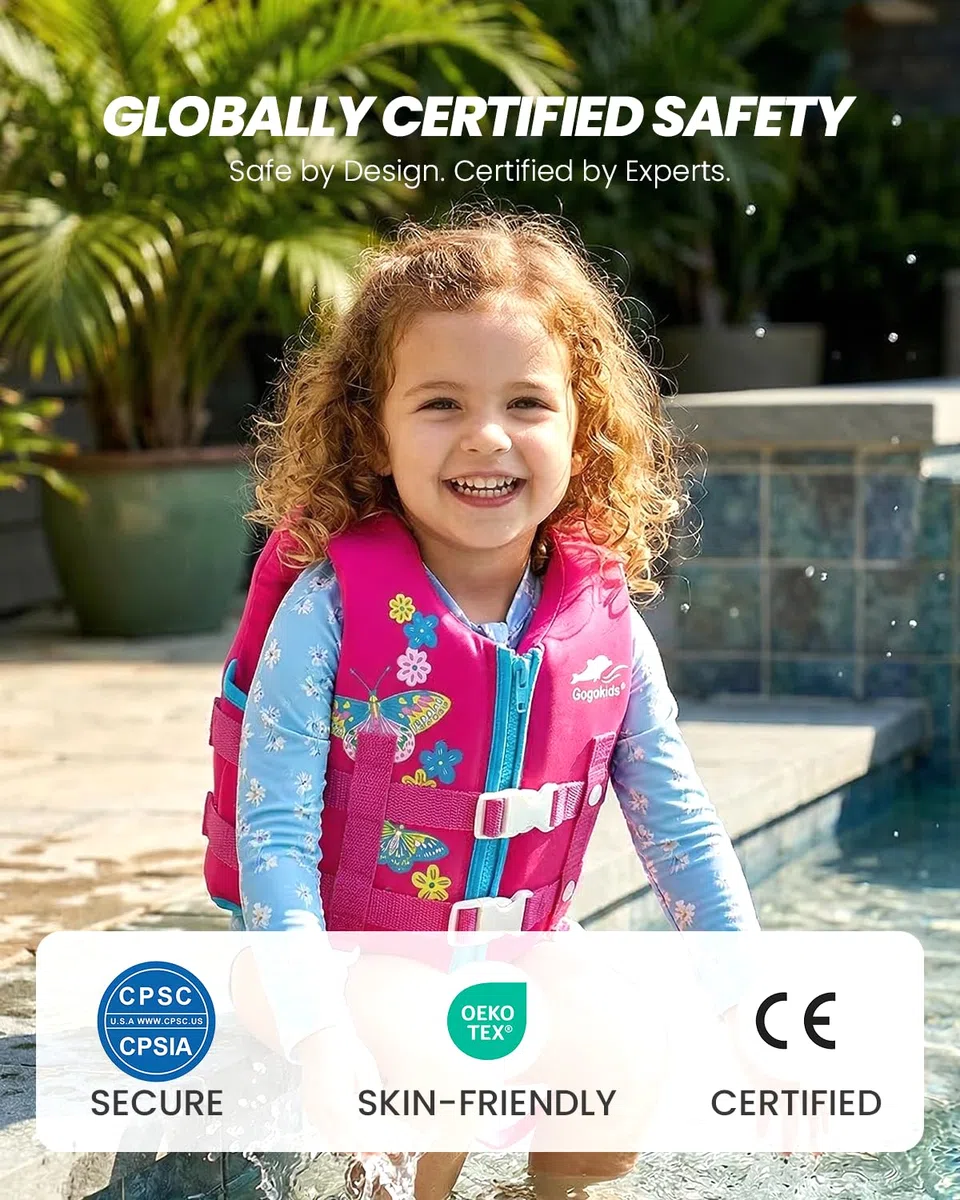 Gogokids Kids Swim Vest Float Jacket, Toddler Swimming Training Flotabilidad Traje de Baño Assist Traje de Baño para 13-30 kg 1-9 años Niños Niñas