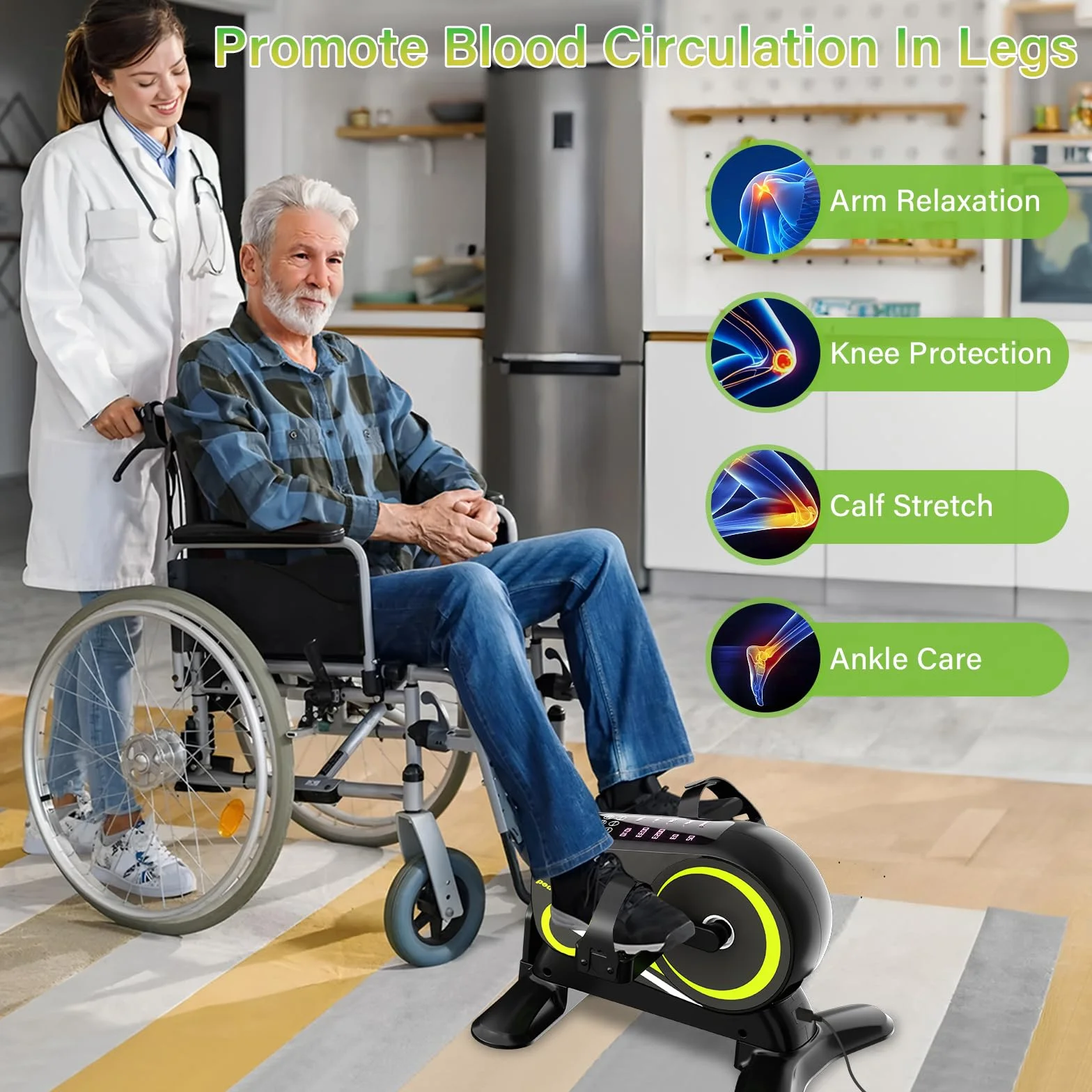 TODO Pedales Estaticos Personas Mayores, Mini Bicicleta con 12 Velocidades y 6 Resistencias, Pedaleador Electrico para Pierna Entrenamiento, Pantalla LCD y Correa para el Pie, Modo Automático & Manual