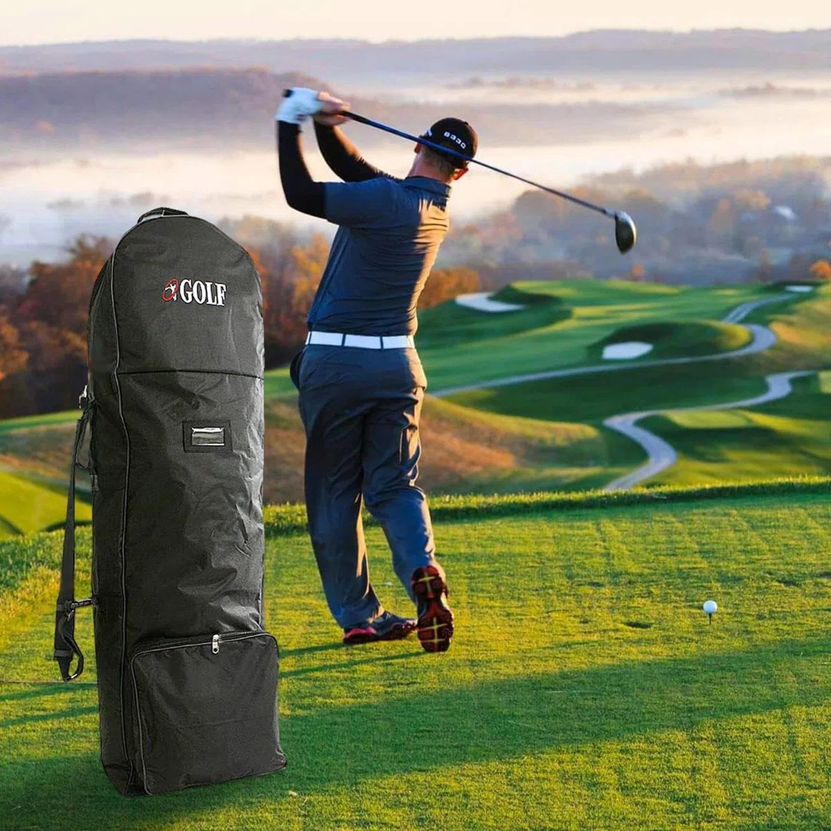 De Viaje De Golf | Cubierta De Protección De Viaje Para El Club De Golf Con Tirantes Ajustables, De Vuelo Con Ruedas Para Aviones De Tren Del Metro