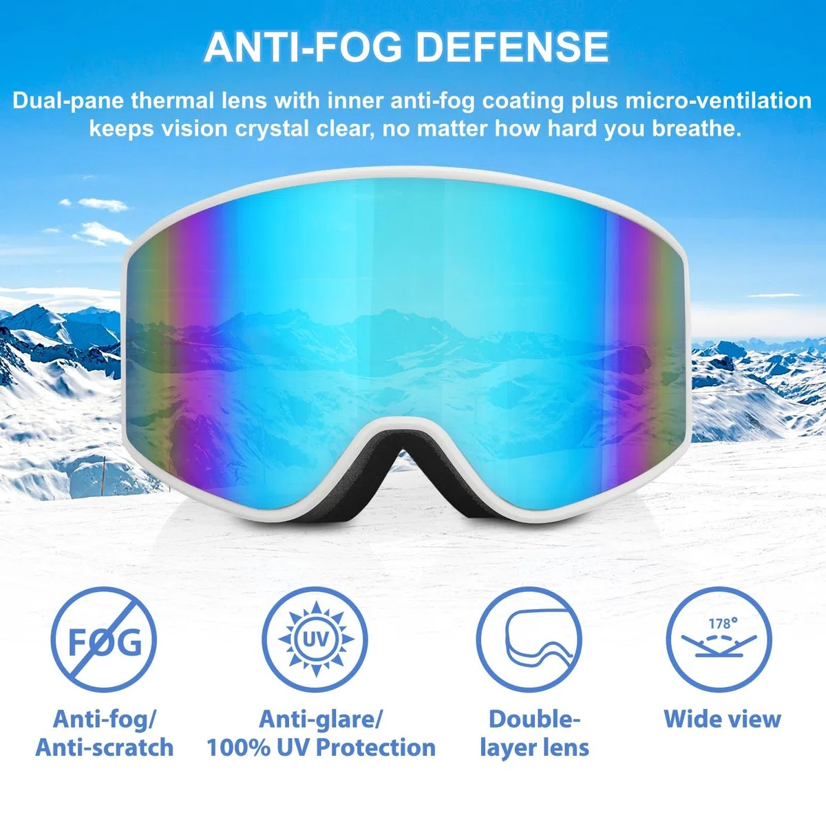 EXP VISION Ski Goggles Gafas de esquí Unisex, para hombre y mujer (Pack de 1)
