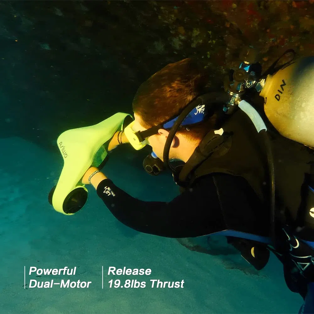 Asiwo Submarina Scooter con Dual Motor Patinete Subacuático EléctricoOLED De Montaje En Cámara De Acción para bucear, Nadar, bucear, Aventuras y perseguir Peces