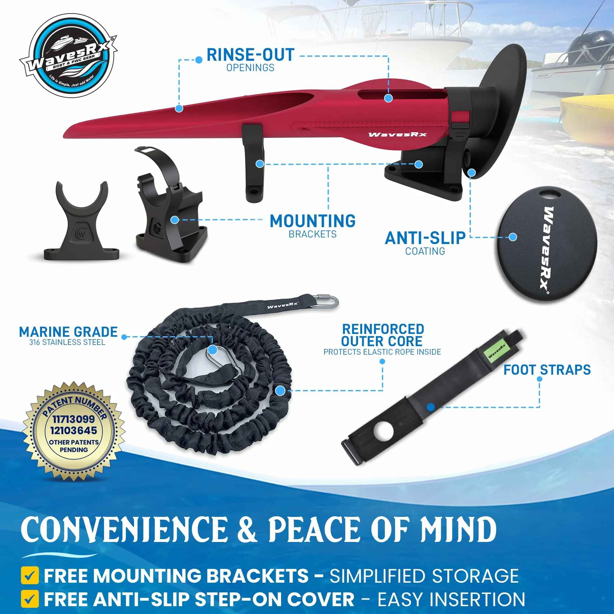 WAVESRX Ancla de Playa con púas de Aluminio patentada Ancla ultraligana para Motos acuáticas, Motos de Agua y Arena, Ideal para un fondeo Seguro de embarcaciones, pontones y Kayaks