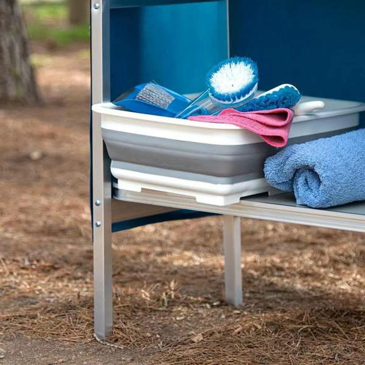 AKTIVE 63090 Armario de Tela para Camping, Estructura Plegable y Desmontable, con Bolsa de Transporte, Medidas 110x38x88 cm, Mueble Auxiliar Cocina Exterior, Armarios, Almacenaje Aire Libre