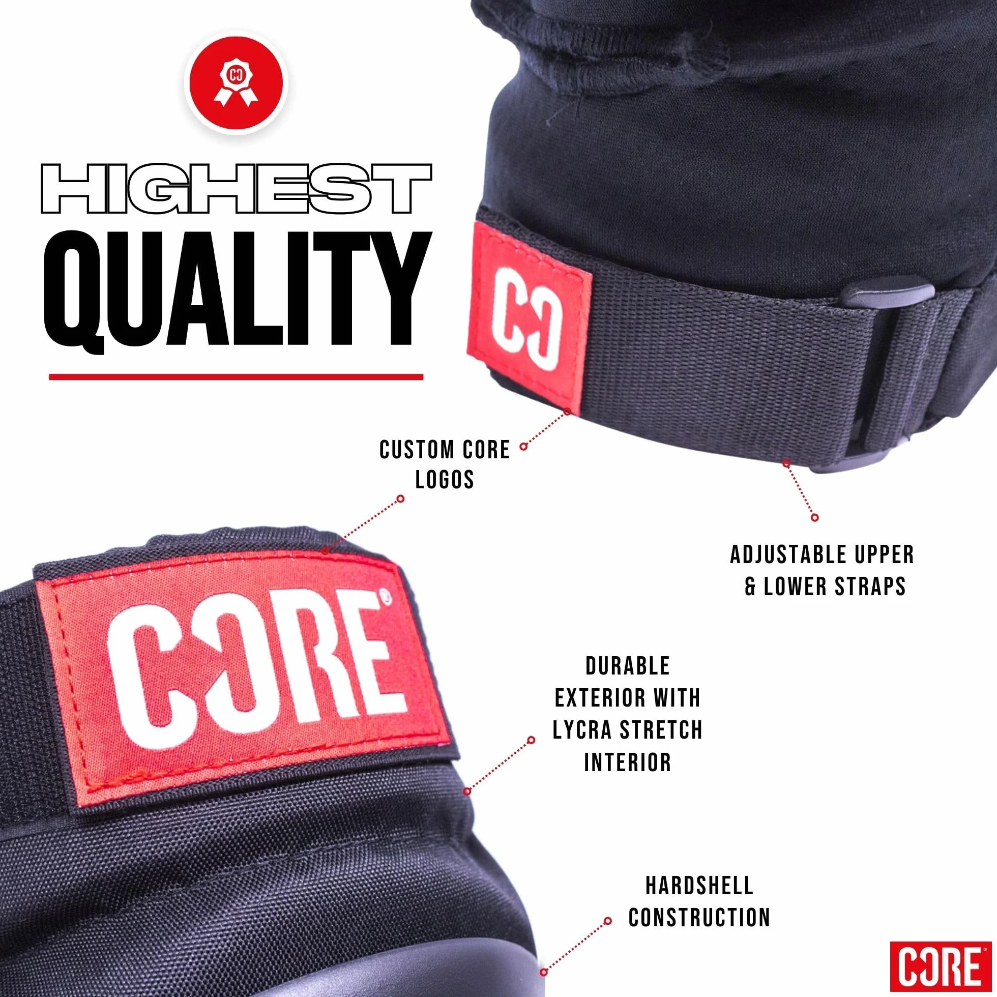 Core Protection Street Knee Pads Rodilleras negras (S)