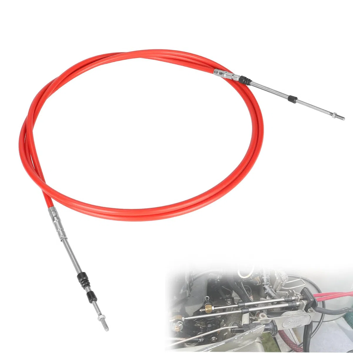 Cable de caja de control remoto de cambio del acelerador de 10 pies para motor fuera de borda, sistema de dirección de motor, barco, color rojo