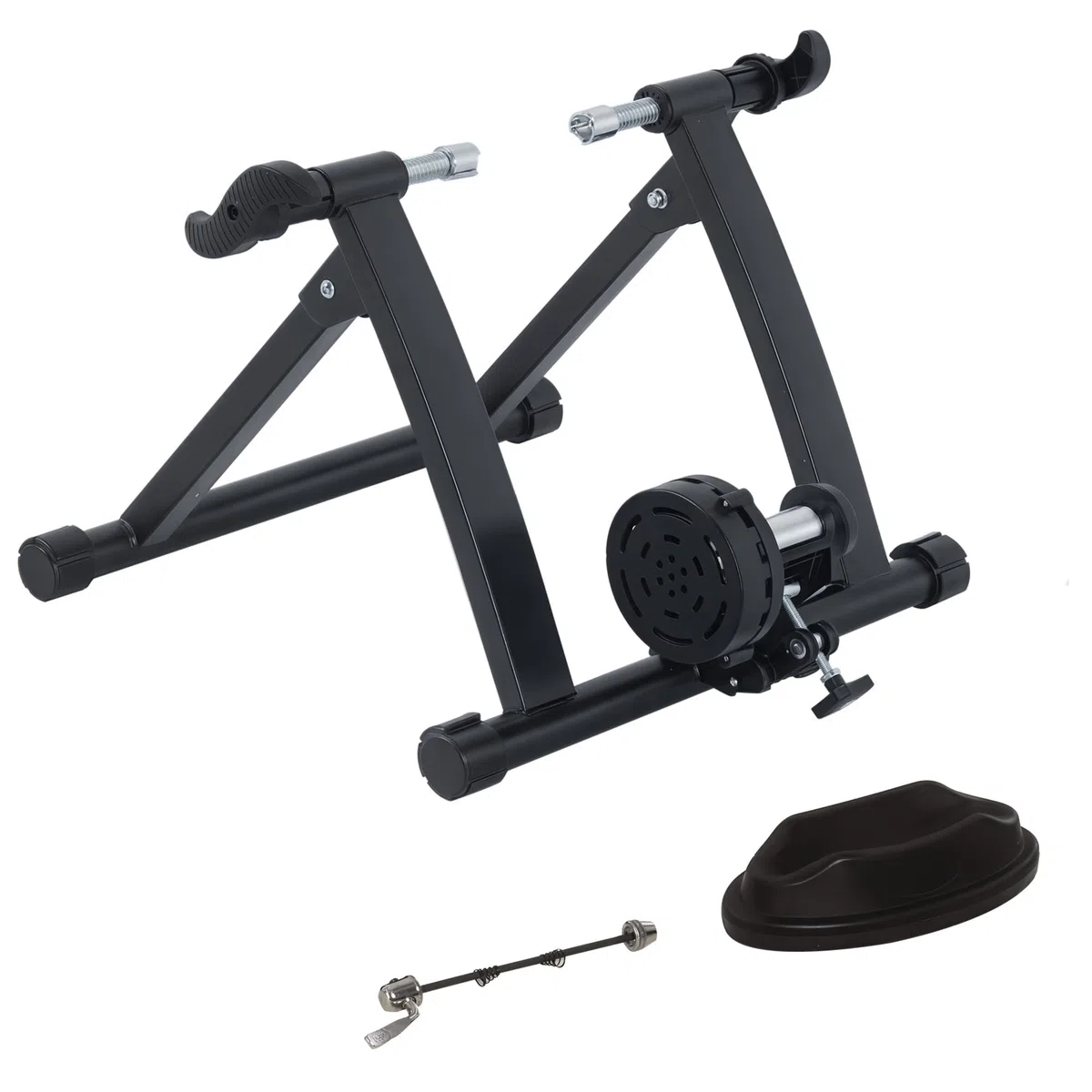 HOMCOM Rodillo de Bicicleta Entrenamiento Plegable con Resistencia Magnética para Ruedas de 26-28 Pulgadas Soporte Entrenador Bici para Casa Interior 54,5x47,2x39,1 cm Negro