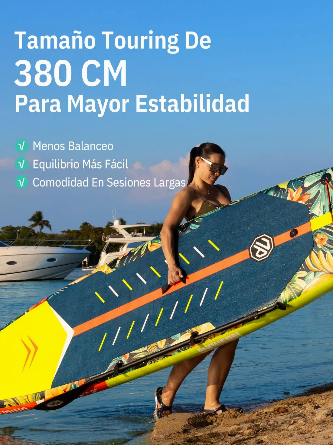 Niphean Tabla De Paddle Surf Hinchable De 380 Cm, Capacidad De 280 Kg, Tabla Padel Surf Touring con Accesorios Completos Y Kick Pad, Estable para Adultos Y Jóvenes, Ideal para Surf Principiantes