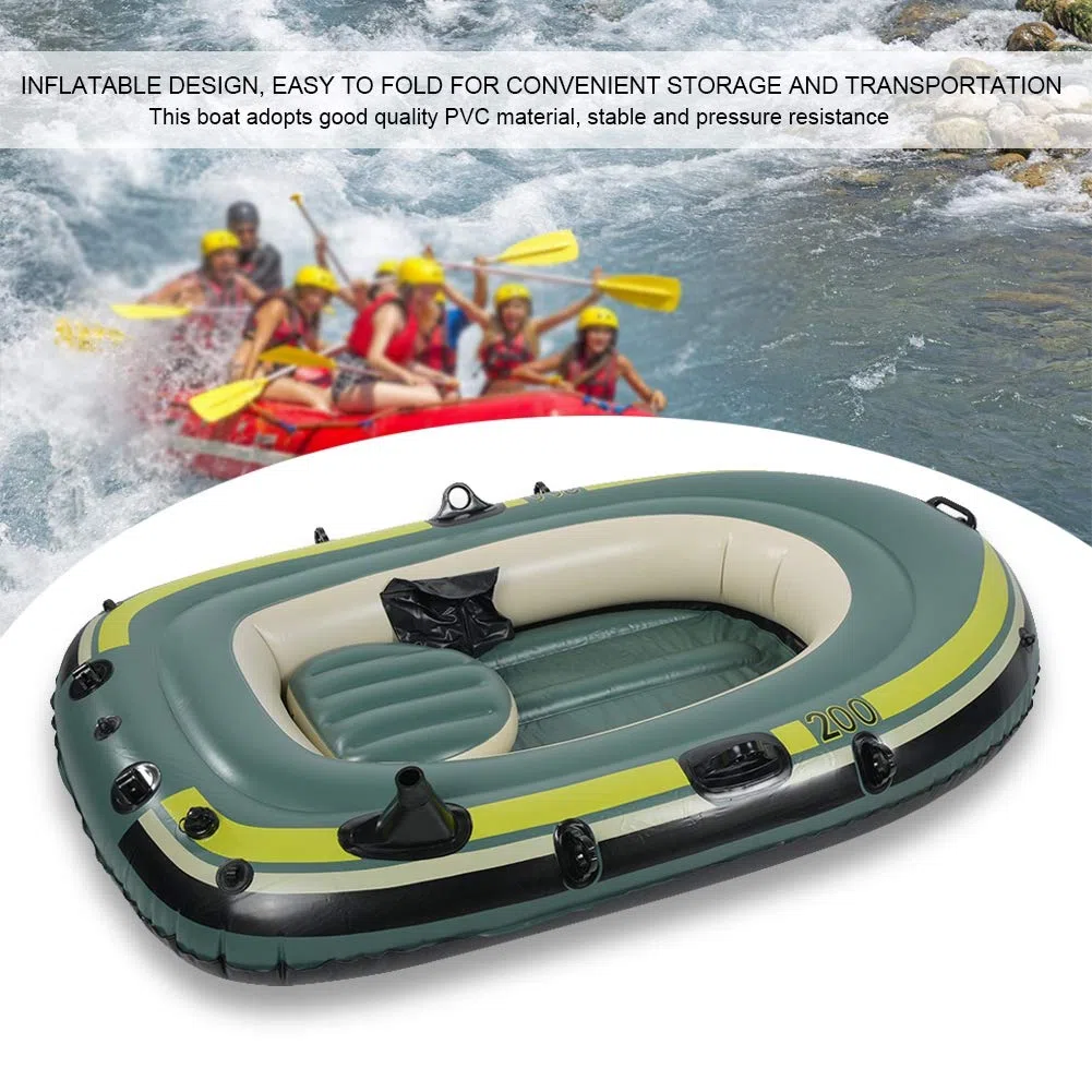 Bote Inflable para 1 Persona, PVC Alta Resistencia, 55 kg, Adultos y Niños, 109 x 87 x 66 cm, Aerodeslizador, Barco de Pesca Con Cuerda, Kayak para Deportes