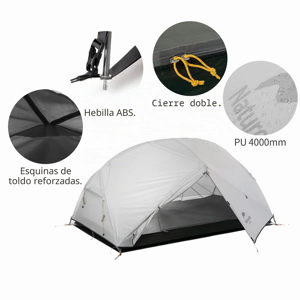 Naturehike Mongar Tienda de Mochilero de Silicona Ultraligera 20D para 2 Personas para Ciclismo, Senderismo, Acampada