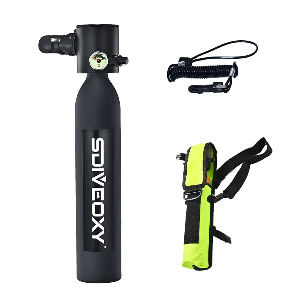 Scuba Diving Tank Equipment - Respirador para Buceo, con Bolsa Almacenamiento, 0,5 l, Bomba Mano diseño Recargable