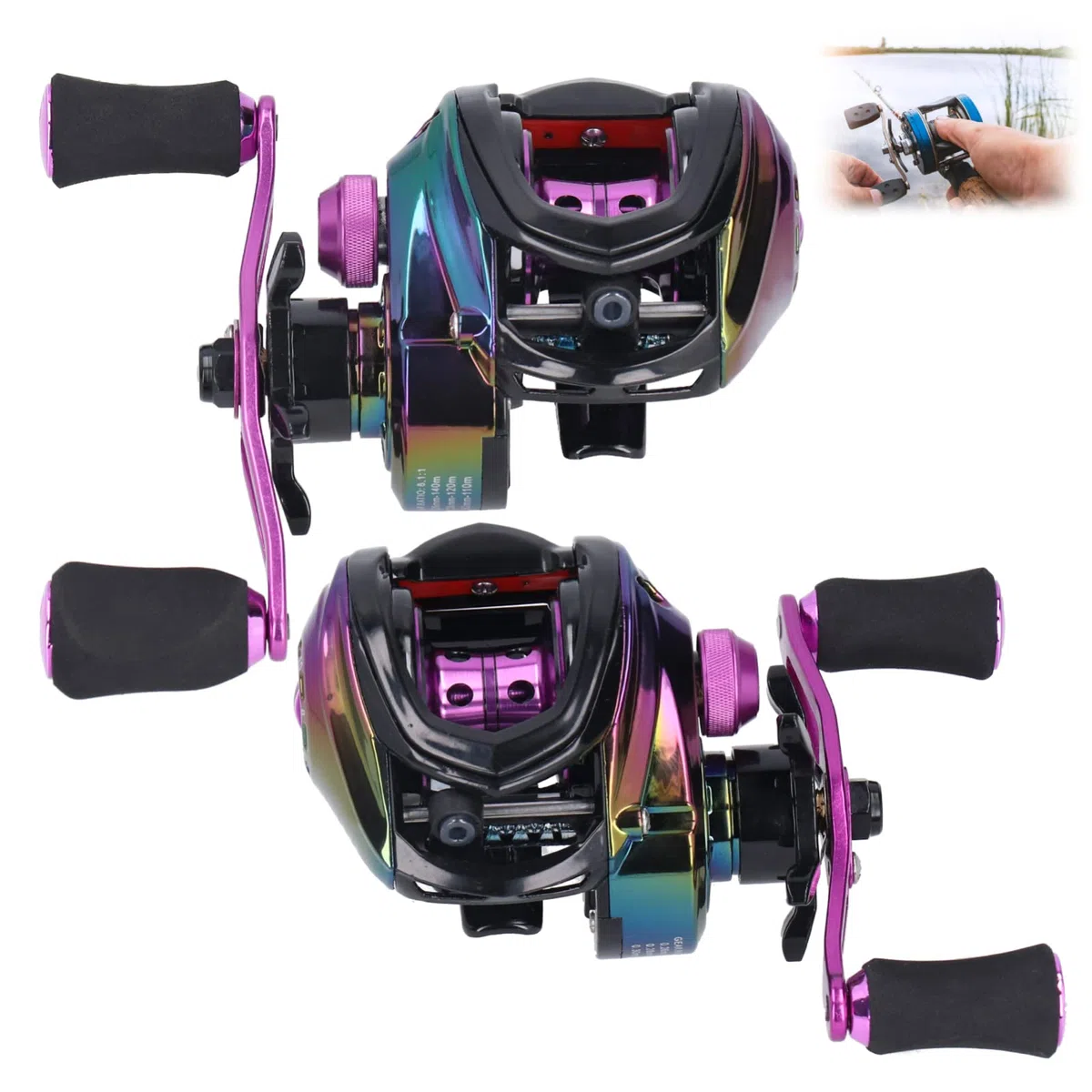 Carrete Baitcasting Relación de Alta Velocidad 8.1: 1 Carrete de Pesca Baitcasting Carretes de Rueda de Pesca de fundición Ligera de Metal