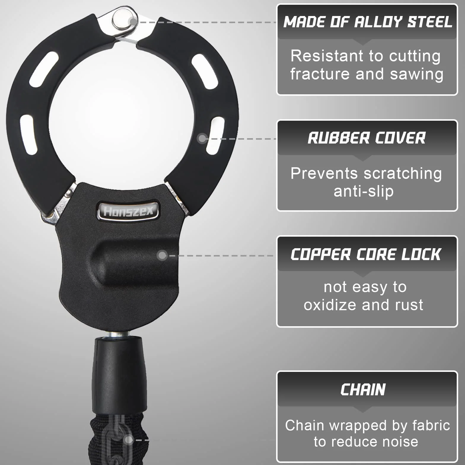 Candado Antirrobo para Scooters/Patinete Eléctricas/Bicicletas/ Carritos de Bebé, Candado de Cadena Resistente con Llave y Bolsa Impermeable