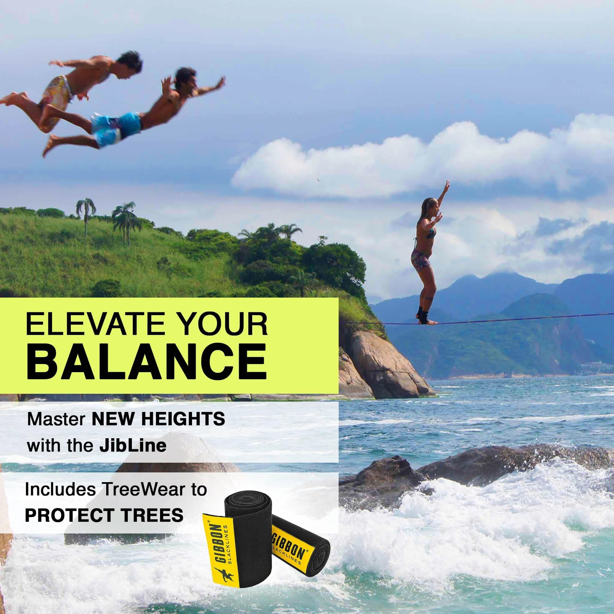 Gibbon Slacklines Jibline con Treewear Slackline-Set, Sin género, Black, L