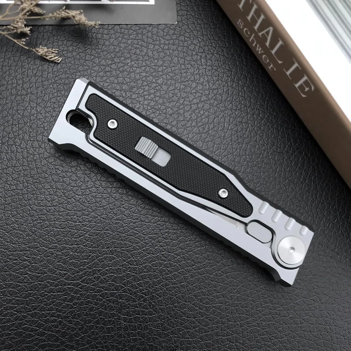 Cuchillo de Gravedad Hoja de Acero D2, Empuñadura G10 con Aluminio T6,Ideal para Camping, Senderismo y Supervivencia (Arco blanco)
