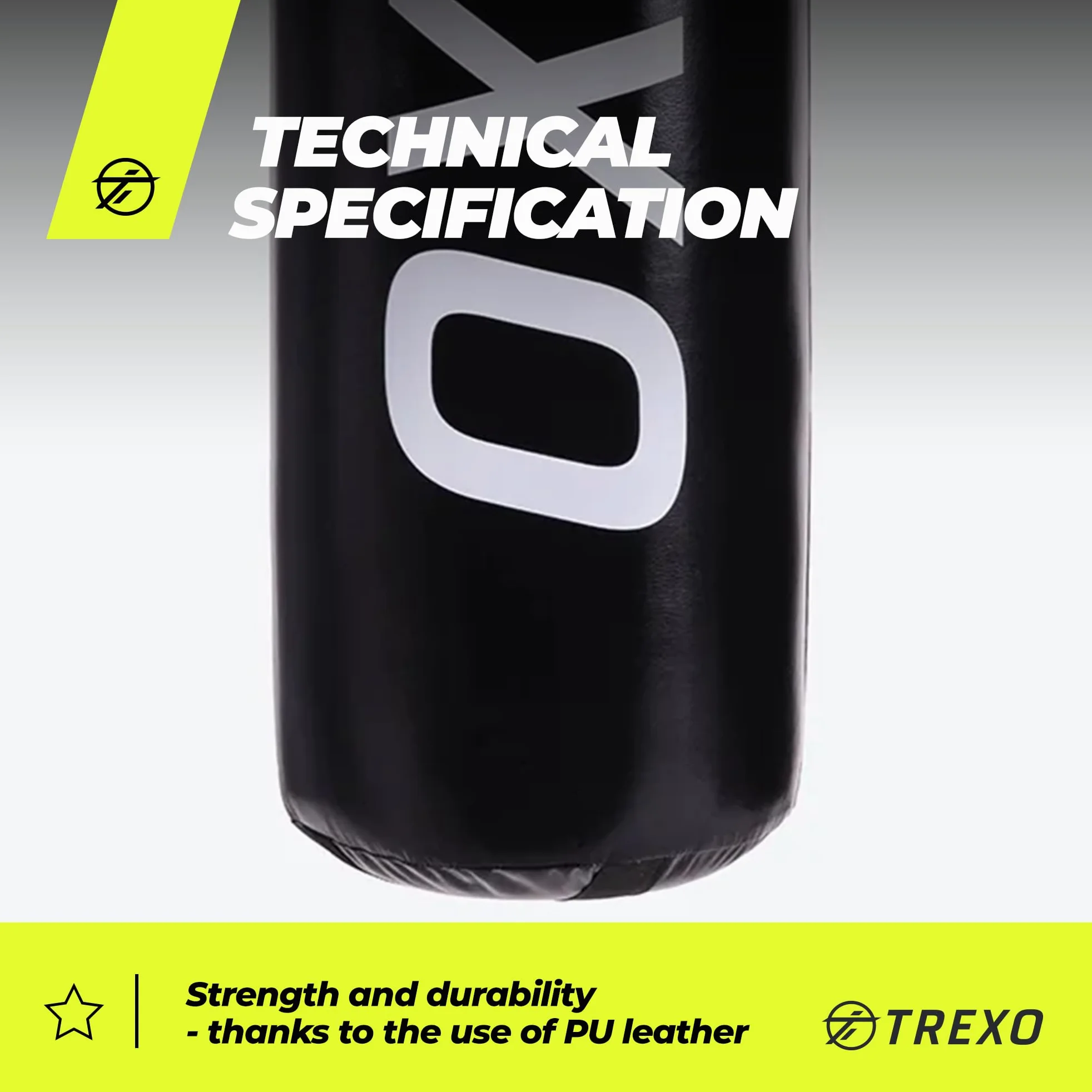 TREXO Saco de Boxeo 120|150 cm Piel PU Duradera Resistente al Desgaste Relleno con un Sistema de Absorción de Impactos Ideal para Entusiastas del Boxeo