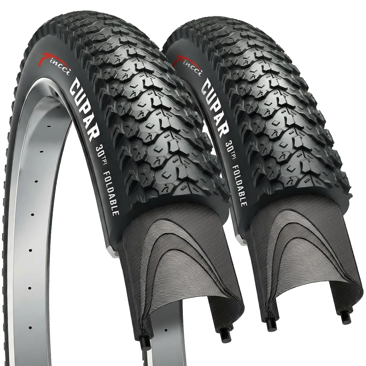 Fincci Сubiertas MTB 26 - Plegable Neumáticos Bicicleta Carretera 26 x 2,125 Pulgadas 57-559 Gomas Cupar para MTB Bici, Eléctrica Montaña Hibrida Bici, Sport Velo Tire