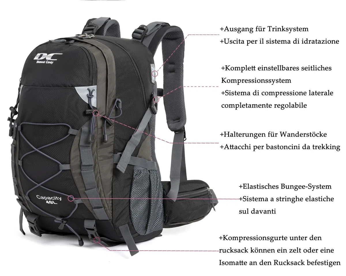 Mochila Senderismo 40 litros Mochila Viaje Mochila Hombre Mujer para Trekking Montaña Camping Mochila Impermeable con Funda impermeable