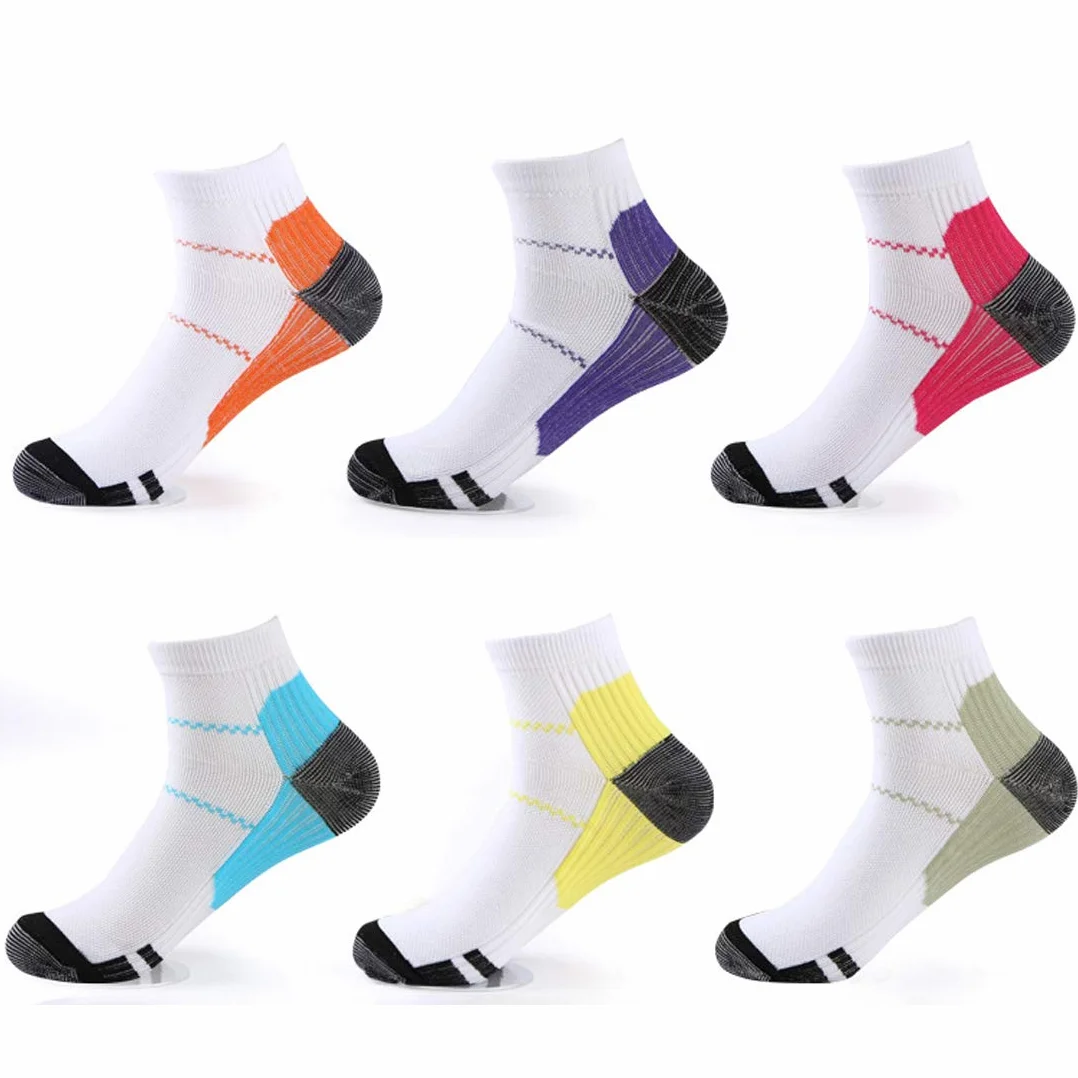 6 pares de calcetines de compresión, fascitis plantar deportiva, soporte de arco para correr, gimnasio, compresión de pies, para hombres y mujeres.