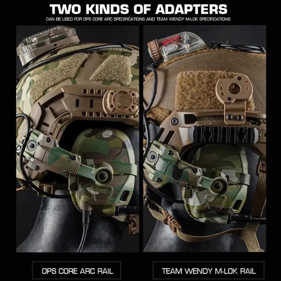ACEXIER Auriculares Tácticos Militares Caza Tiro Reducción de Ruido Auriculares para Ops Core ARC y Wendy M-LOK Casco Montado en la Cabeza Doble Uso