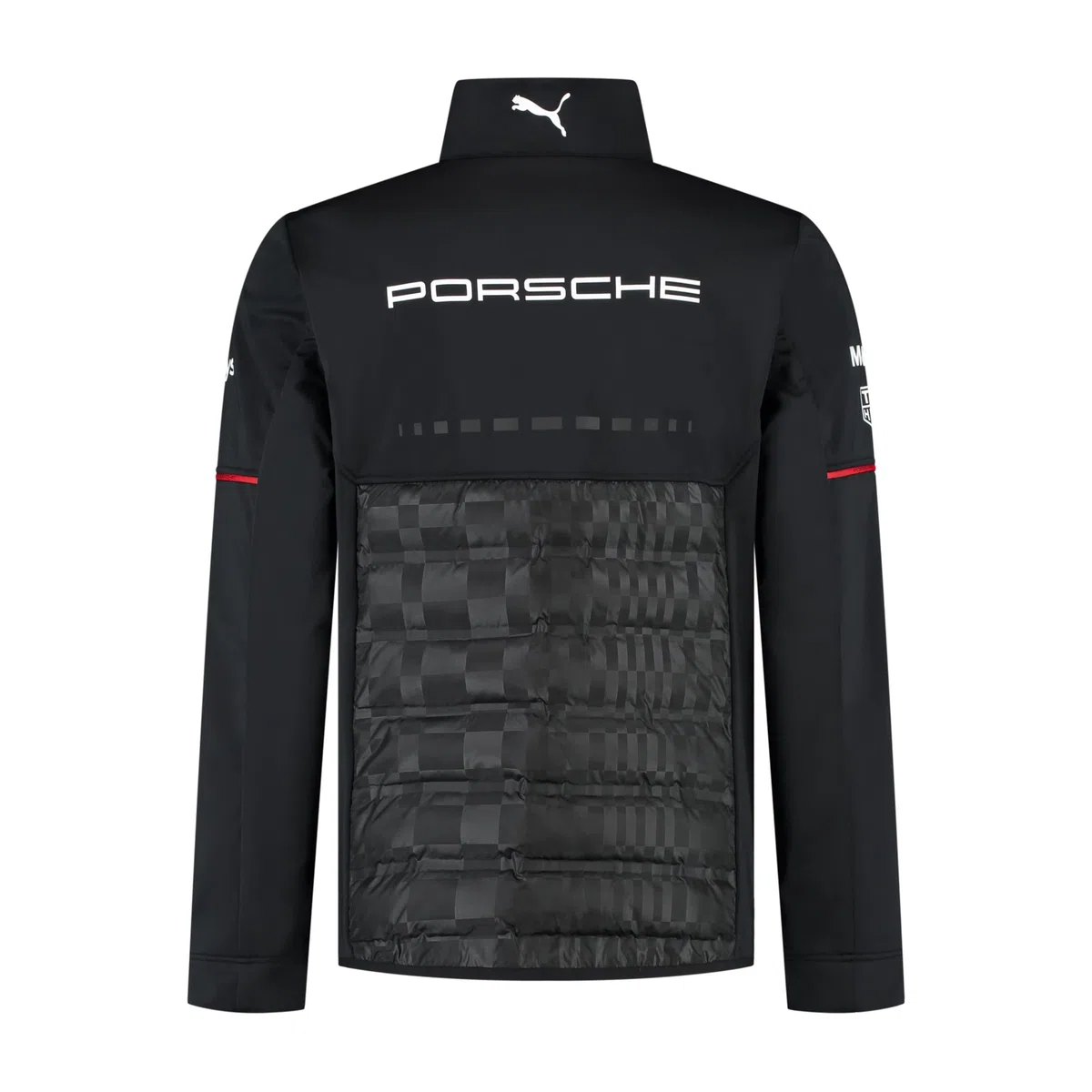 PUMA Porsche Motorsport Chaqueta híbrida del equipo para hombre con parte superior tejida y parte inferior acolchada para máxima comodidad - Negro