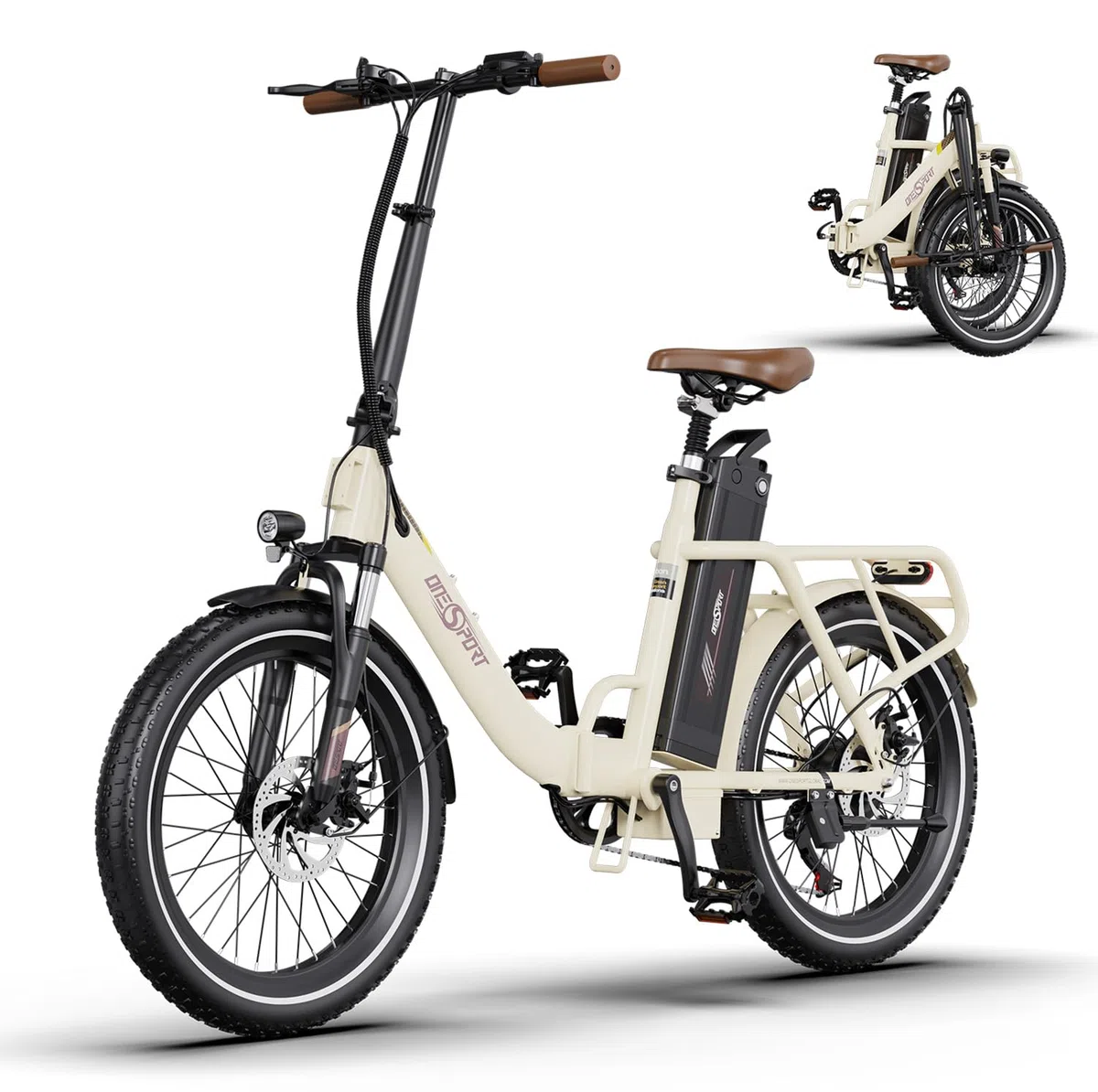 ONESPORT OT16-2 Bicicleta Eléctrica Plegable, 20" Ebike con Extraíble Bateria 48V 17Ah, 250W Bicicleta Electrica Adultos con Pantalla LCD y Conexión Bluetooth, Bici Eléctrica para Viajeros Urbanos