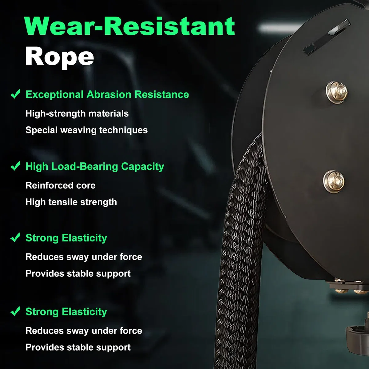 Máquina Entrenadora de Resistencia para Gimnasio en Casa | Polea Ajustable de 30 kg con Cuerda para Entrenamiento de Fuerza, Ejercicios de Brazos y Espalda | Portátil con Correas y Mosquetones